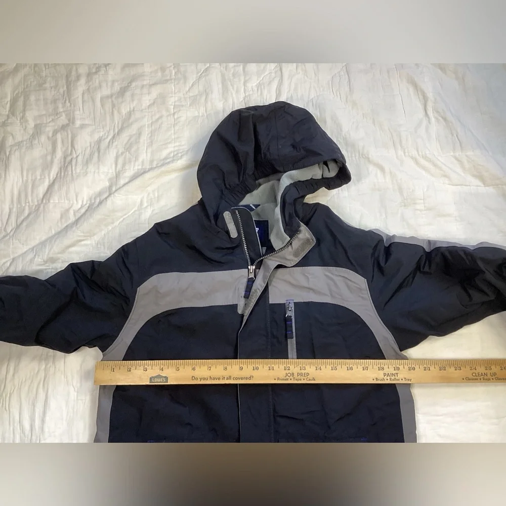 Youth Lands End Squall Fleece Lined Jacket Coat Black Gray Large 14-16‎